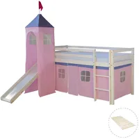 Homestyle4u Hochbett Weiß Rosa, Holz, Kinder- & Jugendzimmer, Kindermöbel, Kinderbetten, Hochbetten