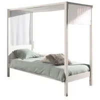 58 aufm Kessel Himmelbett Katerína 90 x 200 cm Kiefer massiv lackiert weiß