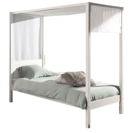 58 aufm Kessel Himmelbett Katerína 90 x 200 cm Kiefer massiv lackiert weiß