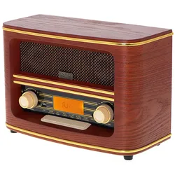 Adler AD 1187 Retro Radio mit Bluetooth Holz Optik USB AUX Anschluss Stereo Wecker Uhrzeit LCD Anzeige