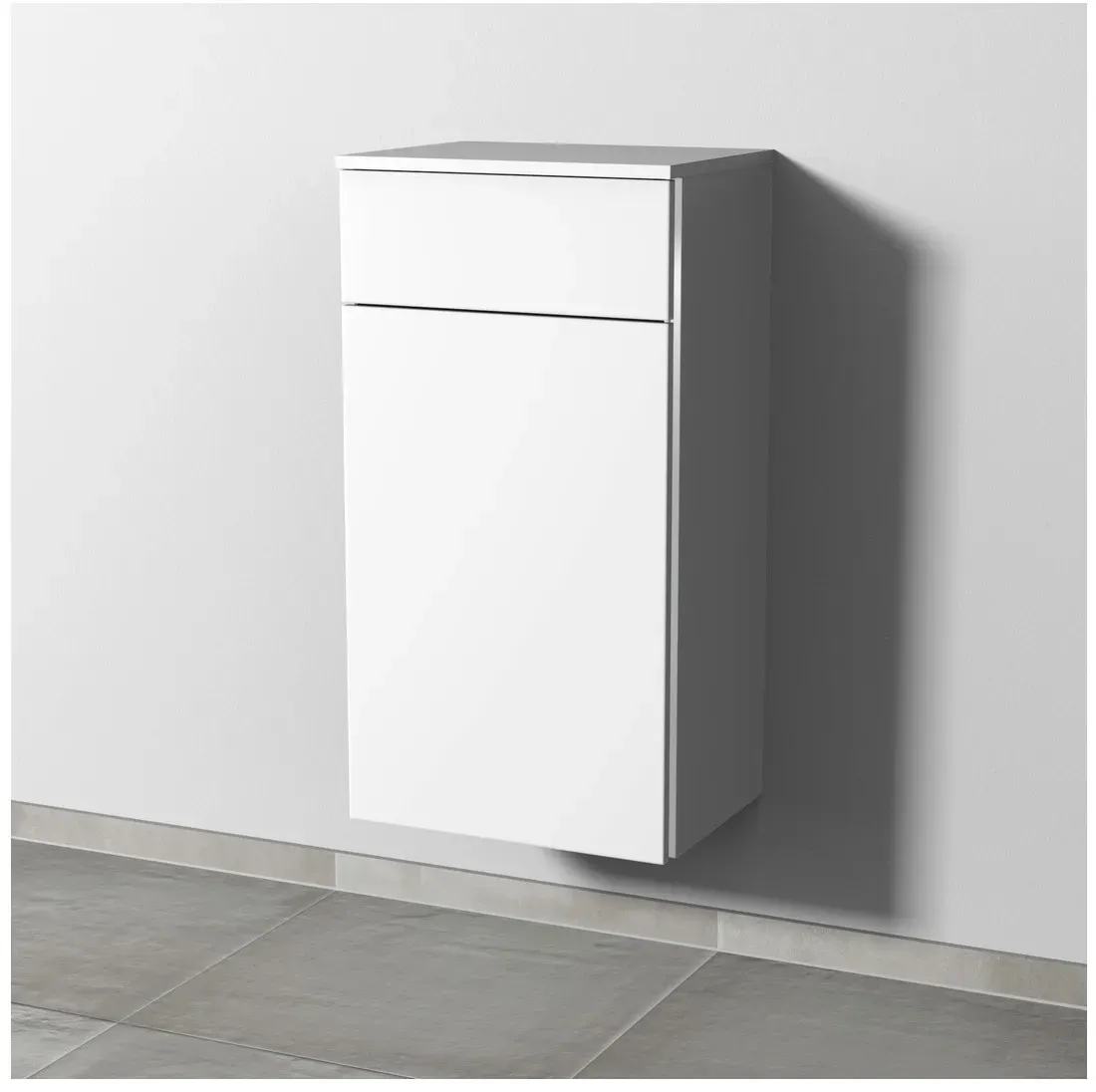 Sanipa 3way Mittelschrank mit 1 Auszug und 1 Wäschekorbklappe, Weiß-Soft, BR15443 BR15443