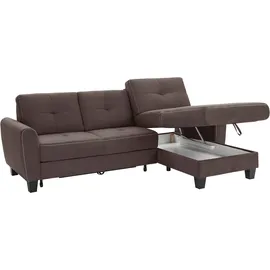 sit&more Ecksofa SIT & MORE "Varese L-Form", braun (dunkelbraun), B:253cm H:91cm T:167cm, Bedruckte Microfaser (100% Polyester);Luxus-Microfaser ALTARA NUBUCK (100% Polyester);Struktur (100% Polypropylen), Sofas, Ecksofa, mit Federkern, wahlweise mit Bettfunktion