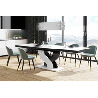 designimpex Esstisch Design Esstisch Tisch HEB-111 Weiß / Schwarz Hochglanz ausziehbar 160 bis 256 cm weiß