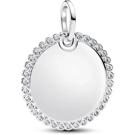 Pandora Anhänger Silber Runde Gravurplatte