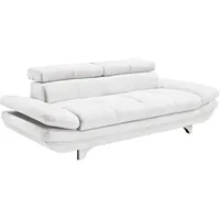 Mivano 3er-Ledersofa Enterprise / Dreisitzer-Couch mit Bezug aus echtem Leder, verstellbaren Kopfstützen und Armlehnen / 233 x 72 x 104 / Echtleder, weiß