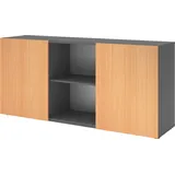 bümö Sideboard office Sideboard mit Schwebetür, Dekor: Graphit/Buche grau