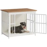 Songmics Hundekäfig Möbel Indoor bis 20 kg 2 Türen wolkenweiß-honigbraun M