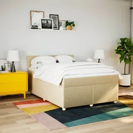 vidaXL Boxspringbett mit Matratze Creme 140x200 cm Stoff - Creme