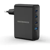 DEESOOCO 100W USB C Ladegerät, 4-Port Schnellladegerät, USB C Netzteil, GaN Charger PD/PPS kompatibel mit MacBook, HP Laptop, iPad Air, iPhone 17, Galaxy S25