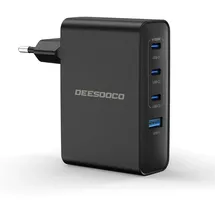 DEESOOCO 100W USB C Ladegerät, 4-Port Schnellladegerät, USB C Netzteil, GaN Charger PD/PPS kompatibel mit MacBook, HP Laptop, iPad Air, iPhone 17, Galaxy S25