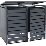 2er-Mülltonnenverkleidung HWC-Q75, Mülltonnenbox Mülltonnenhaus, Deckel Fußpedal Metall 116x132x89cm 53kg ~ anthrazit
