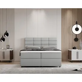 panda möbel Boxspringbett 140x200, mit Bettkasten, Hellgrau, Matratze und Topper, Doppelbett, REVE, Panda Möbel - Hellgrau