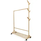 holz4home holz4home® Garderobenständer Kleiderständer aus Massivholz I Jackenhalter Garderobe Skandinavisches Design I Rollbar