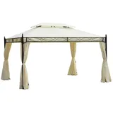 Outsunny Pavillon Gartenpavillon Partyzelt Festzelt Gartenzelt Pagode 3x4 m Creme