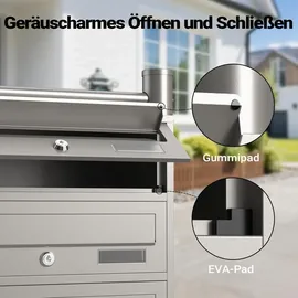 Wiltec 8er Briefkastenanlage Edelstahl weiß