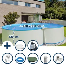 Waterman Stahlwandpool Set 470 x 300 x 120 cm achteckig (9-tlg.)