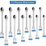 Ratschen-maulschlüssel-/verlängerungsschlüssel-set, Steckschlüssel- Und Bit-set, 8 Mm–19 Mm Verstellbarer Ratschenschlüssel, 12-teilig Für Heimwerkerarbeiten In Der Garage (verlängerungsschlüssel)