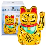 MIK funshopping Winkekatze Maneki Neko (Goldfarben farbig dekoriert, 20cm)