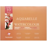 Clairefontaine 96573C Malblock, 4-seitig verleimt Aquarellpapier Feinkörnig, Etival/Zellulose, 36 x 48 cm, 10 Blatt, 300 g Packung, weiß