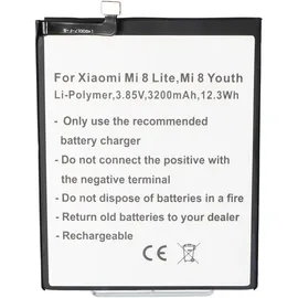 AccuCell Akku passend für Xiaomi Mi 8 Lite, Mi 8 Youth, Li-Polymer, 3,85V, 3200mAh, 12,3Wh, built-in, ohne Werkzeug