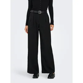Only Anzughose "ONLREINA HW PLEAT STR PINS PANT TLR NOOS", Damen, Gr. 38, Länge 32, schwarz (schwarz stripes:cloud dancer pinstripes), Web, Obermaterial: 97% Polyester, 3% Viskose, Nadelstreifen, normal, Hosen Anzughose