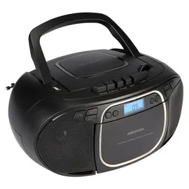 Medion E66476 Stereo Sound System (Boombox, CD-Player, MP3, Kassette, tragbarer Kassettenspieler für Kinder, UKW Radio, AUX, Kopfhörer, Netz & Batterie) schwarz