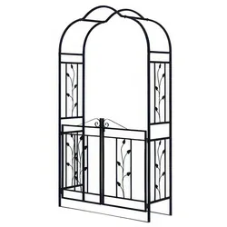Rosenbogen Stahl Skiros - Material: Stahl (pulverbeschichtet) - Eigenschaften: mit Tor / Seitenteile und Tor mit Blumenverzierung