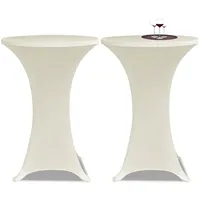 vidaXL 2 x Tischhusse für Stehtisch Stretchhusse Ø70 cm cremefarben