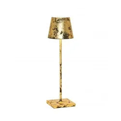Zafferano LED-Tischleuchte Poldina Pro Black Gold Leaf Craquelè wiederaufladbar und dimmbar mit Akku bis zu 12 Stunden
