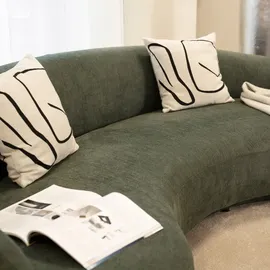 Home Deluxe Sofa CASARA - Webstoff Dunkelgrün 258 x 72 x 128