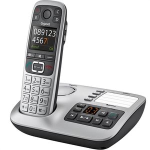 Gigaset Telefon E560A, platin, Großtastentelefon, schnurlos, mit Anrufbeantworter
