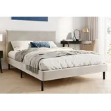home collective Bett mit Lattenrost, Bettgestell 140x200 cm, Beige, Cordbezug - Beige