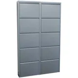 ebuy24 Pisa Schuhschrank mit 10 Klappen in Metall Grau