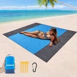 Yeahbo Stranddecke Sandfrei 200 x 200 cm, Sandfreie Stranddecke Wasserdicht Picknickdecke Waschbar Campingdecke 4 Befestigung Ecken, Kleines Packmaß Wasserdicht und sandabweisend für Campen (Blau)