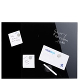 Relaxdays Magnettafel beschreibbar, inkl. 3 Magnete & Stift, abwischbar, Rahmenlos, Magnetboard Glas, schwarz, 100 x 60 cm