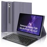 SENGBIRCH Tastatur Samsung Tab S9 Plus mit Schutzhülle für S8+/S7+/S7FE 12,4 Zoll, Schutzhülle Samsung Galaxy Tab S9 Plus mit Tablet-Tastatur, Bluetooth-Tastatur, italienisches magnetisches Layout,