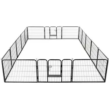 vidaXL Hunde-Laufstall 16 Paneele Stahl 60x80 cm Schwarz