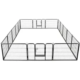 vidaXL Hunde-Laufstall 16 Paneele Stahl 60x80 cm Schwarz