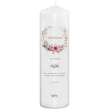 PhotoFancy® - Personalisierte Taufkerze mit eigenem Foto und Namen bedrucken lassen - Tauf-Kerze selbst gestalten - 29 cm Höhe - Design 'Magnolien'