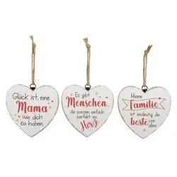 Deko Schild Herz Familie weiß/rot sort. 580217012106 12x12cm