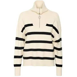 Vero Moda Saba Stripe Halbzippullover Birch / Stripes Black L