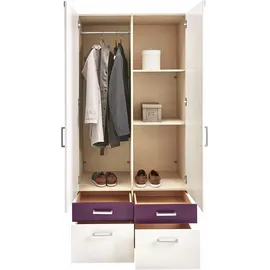 Priess Drehtürenschrank 94 x 193 x 56 cm Lila/Weiß