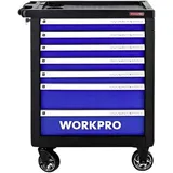 WorkPro Werkstattwagen 7 Schubladen Stahl blau bestückt