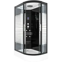 AcquaVapore D30-73M0R Komplettdusche mit Schiebetür 80 x 120 cm Schwarz Sicherheitsglas D30-73M0R