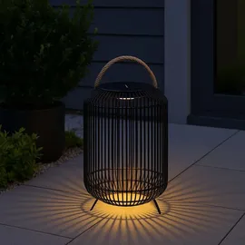 Best Season Deko-Korb Solar LED 48 cm Metall spritzwassergeschützt schwarz