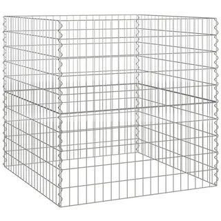 vidaXL Komposter Gartenkomposter 100x100x100 cm aus verzinktem Stahl Quadrat, BxTxH: 0x0x0 cm silberfarben