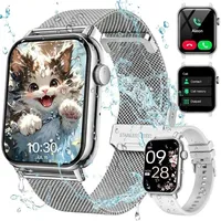 Smartwatch mit Telefonfunktion für Damen & Herren, 1,85 Zoll, Silikon- & Edelstahlarmband, 200+ Sportmodi, Herzfrequenz, SpO2, Schrittzähler, IP68