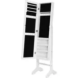 Freistehender Schmuckschrank mit Spiegel Weiß
