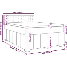 vidaXL Boxspringbett mit Matratze Taupe 140x200 cm Stoff