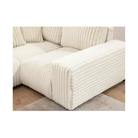 S-Style Wohnlandschaft Plüschcord XXL 3-Sitzer Beige